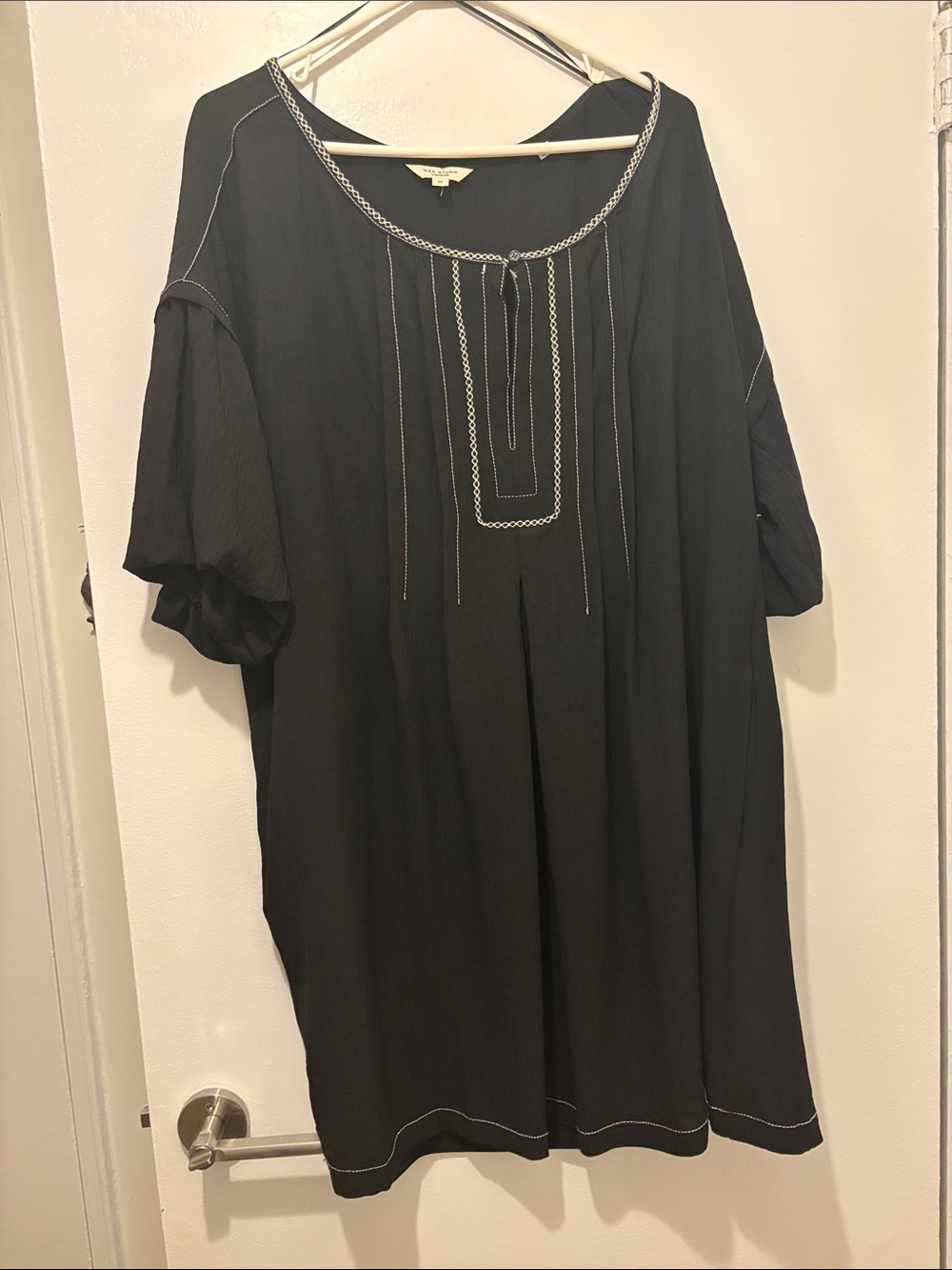 Max Studio Black Tunic with White Embroidery
